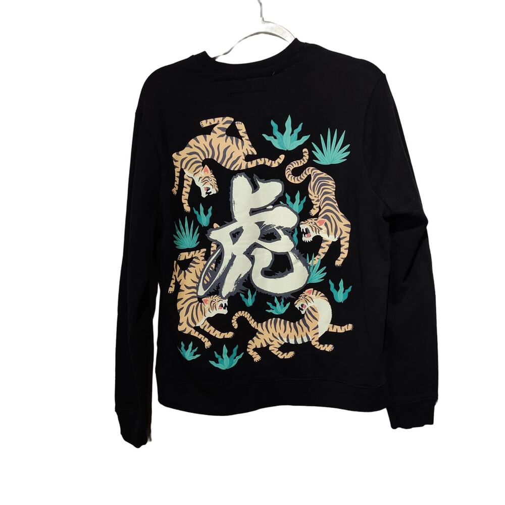 Blind Rooster Women's Sz M Black Tiger Crew Neck Sweatshirt Asian - Picture 4 of 6